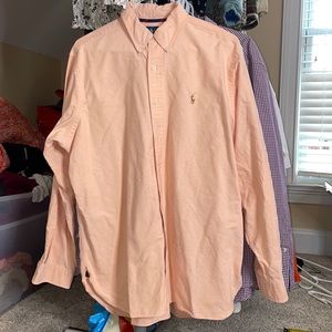 Light orange polo button up shirt